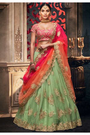 Light green net circular lehenga choli 5155