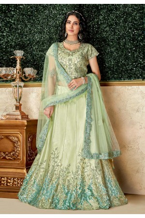 Light green taffeta embroidered circular lehenga choli 16202