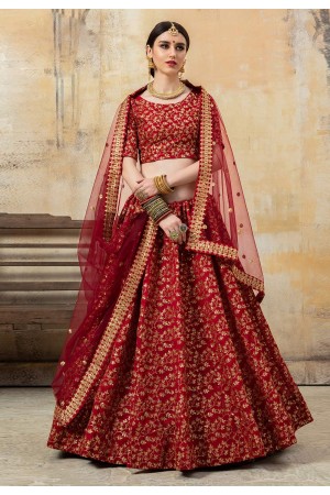 Maroon art silk bridal lehenga choli 8006