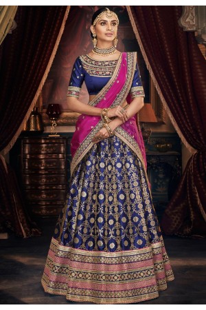 Navy blue jacquard circular lehenga choli 5153