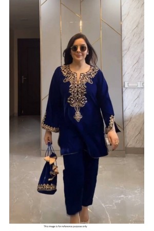 Bollywood Model Velvet heavy embroidery work Royal blue Palazzo set