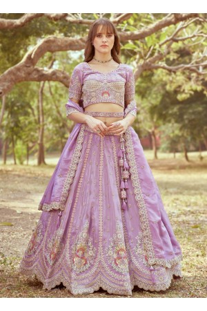 Lavender Crush Tissue embroidered bridal lehenga choli
