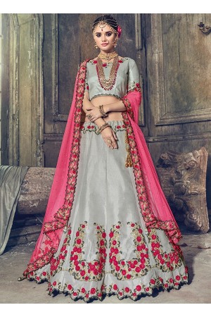 Grey banarasi wedding lehenga choli