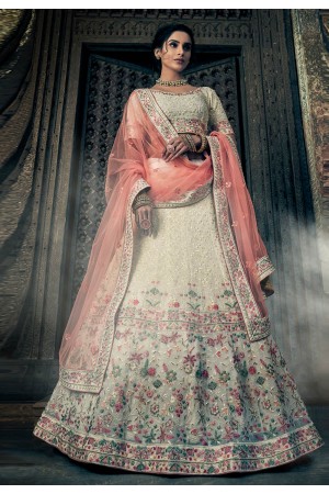 Beige georgette circular lehenga choli 3404