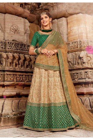 Beige silk embroidered circular lehenga choli 5172