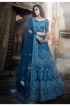 Blue art silk circular lehenga choli 3411