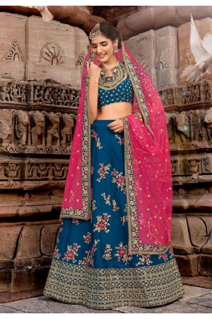 Blue silk embroidered circular lehenga choli 5171