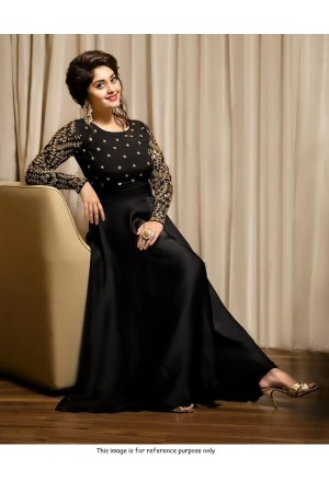 Bollywood model black tafetta silk gown