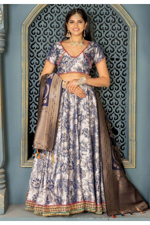 Gray jacquard embroidered circular lehenga choli 11211