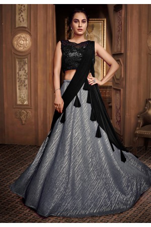 Gray lycra circular lehenga choli 075