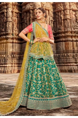 Green jacquard embroidered circular lehenga choli 5169