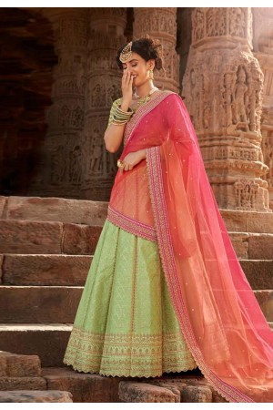 Light green silk embroidered circular lehenga choli 5167