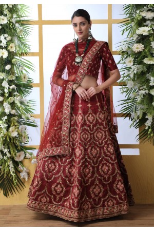 Maroon art silk circular lehenga choli 1203