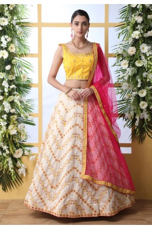 Off white art silk circular lehenga choli 1205