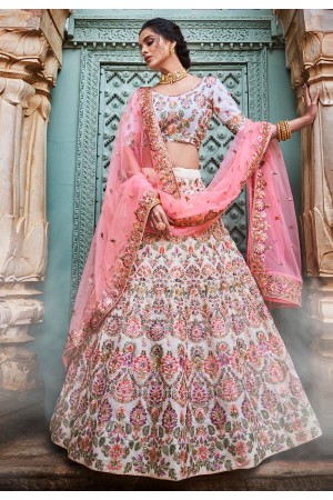 Off white georgette circular lehenga choli 3405