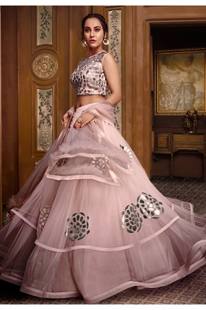 Pink net circular lehenga choli 072