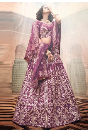 Purple art silk circular lehenga choli 3408