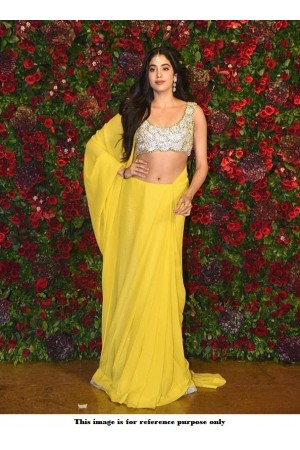 Bollywood Jhanhvi kapoor yellow georgette saree