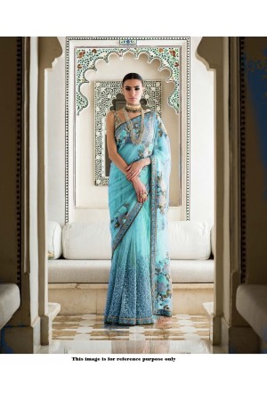 Sabyasachi Inspired blue color net designer saree