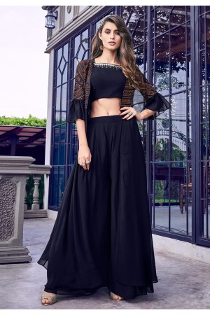 Black georgette palazzo suit with jacket 6406