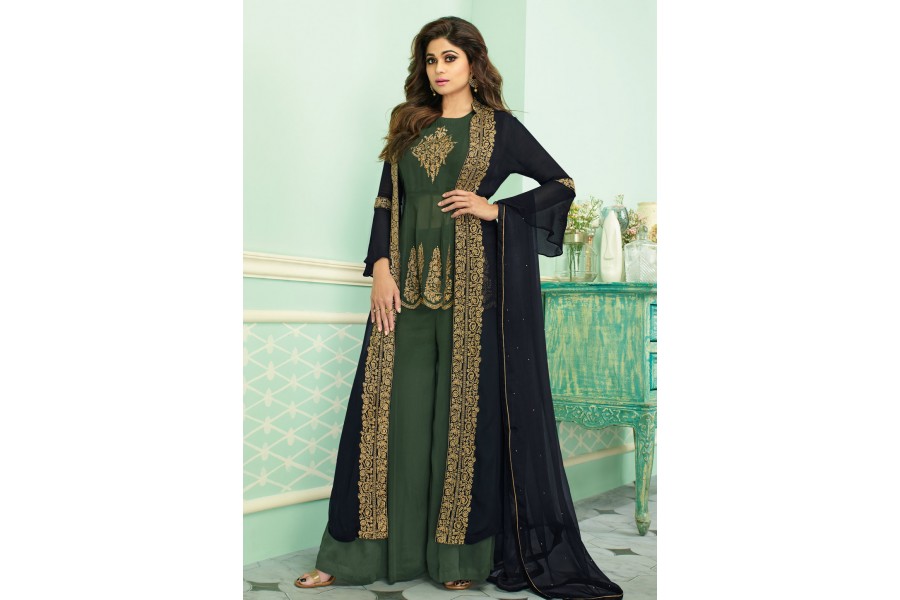 Shamita Shetty Purple & Pink Georgette Palazzo Suit