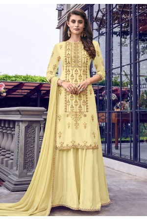 Yellow muslin anarkali suit 6409