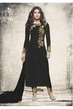 Priyanka chopra Black color straight cut salwar kameez