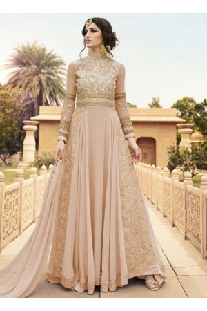 Peach color georgette party wear anarkali