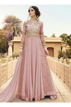 Pink color georgette party wear anarkali