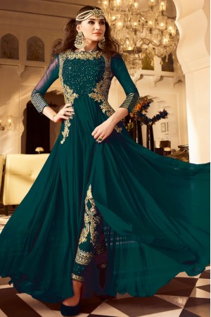 Green color Georgette party wear anarkali