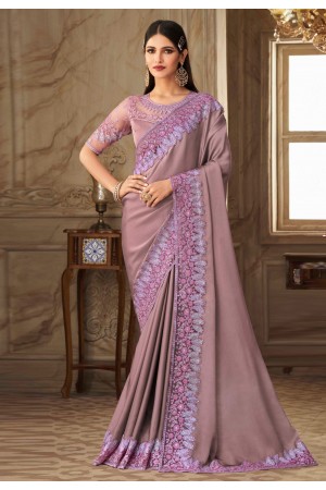Brown silk festival wear saree 6310