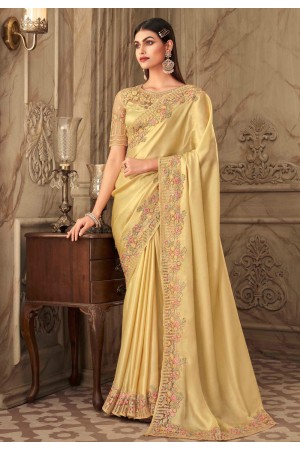 Golden silk festival wear saree 6306