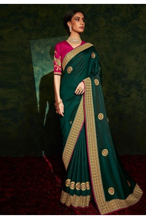 Green silk festival wear saree 5211