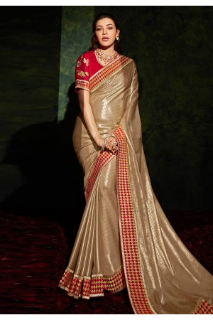 Kajal aggarwal beige georgette bollywood saree 5208