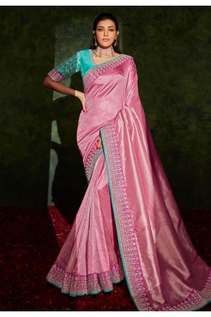 Kajal aggarwal pink silk bollywood saree 5203