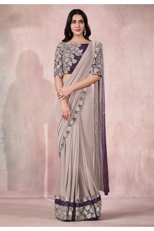 Lavender lycra festival wear saree 21819