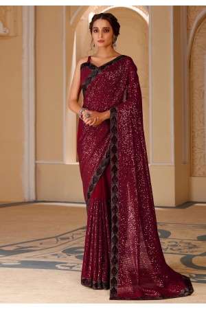 Maroon georgette festival wear saree 381A Maroon georgette festival wear saree 381A