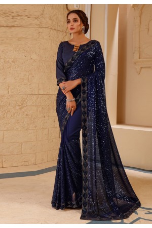 Navy blue georgette festival wear saree 381C Navy blue georgette festival wear saree 381C