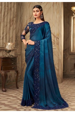 Navy blue silk saree with blouse 6311