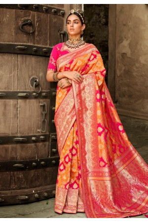 Orange silk festival wear saree 2212