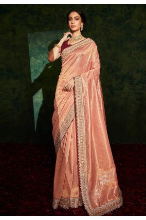 Peach silk festival wear saree 5215