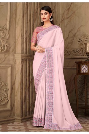 Pink silk festival wear saree 6304