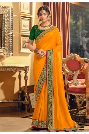 Yellow silk saree with blouse 3404