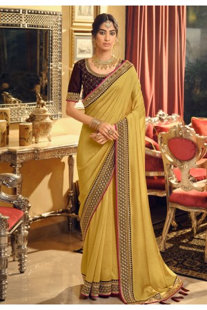 Yellow silk saree with blouse 3407