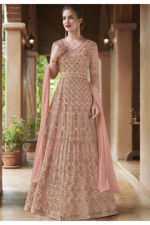 Blush pink net Indian wedding wear anarkali suit 4500