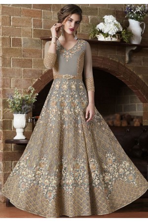 Dusty net Indian wedding wear anarkali suit 4505