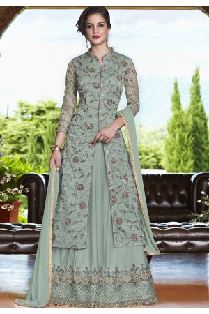 Grey net Indian wedding wear anarkali suit 4502