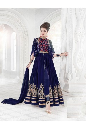 Blue color georgette wedding wear anarkali