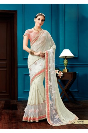 White fancy knitt wedding wear saree