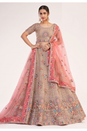 Beige net circular lehenga choli 1058